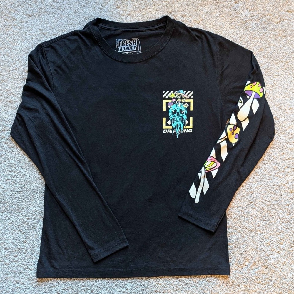 Fresh Laundry Skull Mushroom Long Sleeve Mens Medium Psychedelic Streetwear